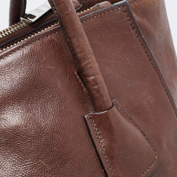 Pre Owned Prada Brown Leather Twin Pocket Tote