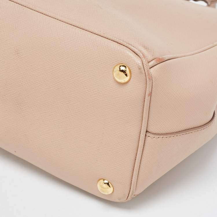 Pre Owned Prada Beige Saffiano Leather Medium Galleria Double Zip Tote