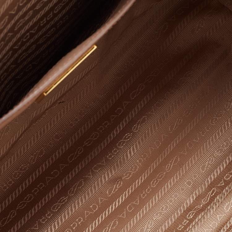 Pre Owned Prada Beige Saffiano Leather Medium Galleria Double Zip Tote