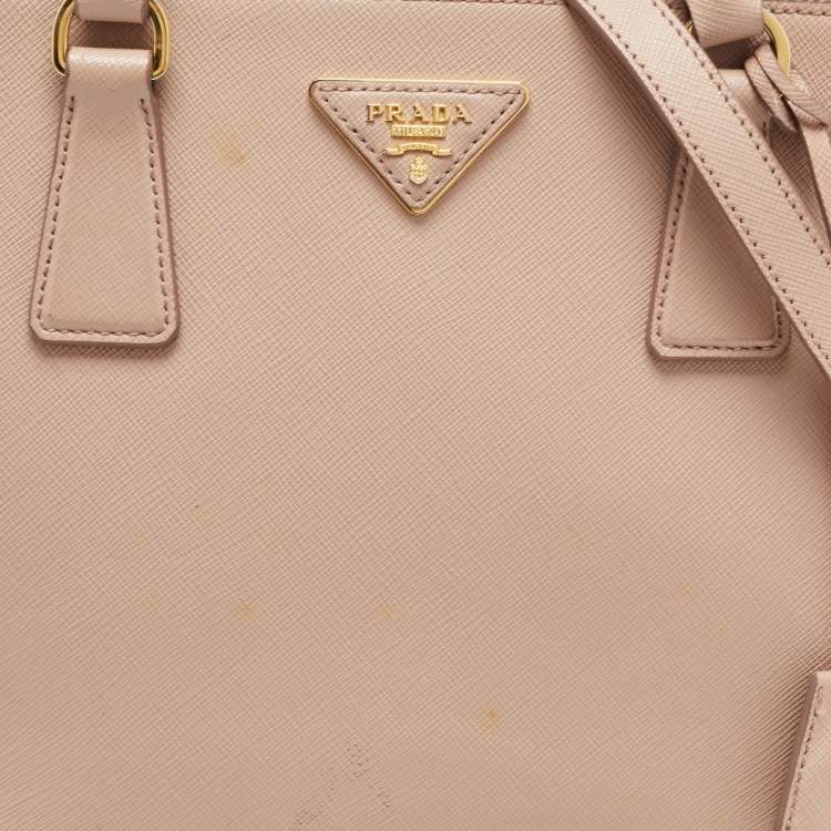 Pre Owned Prada Beige Saffiano Leather Medium Galleria Double Zip Tote