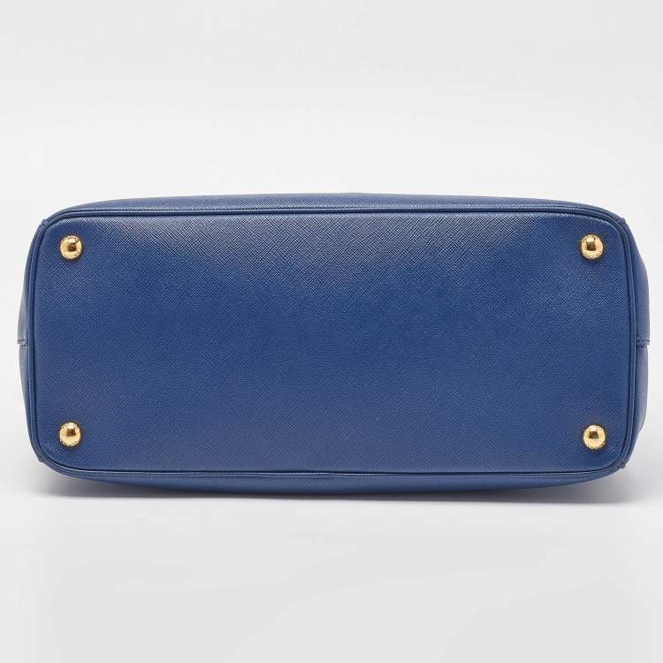 Pre Owned Prada Blue Saffiano Lux Leather Medium Galleria Tote
