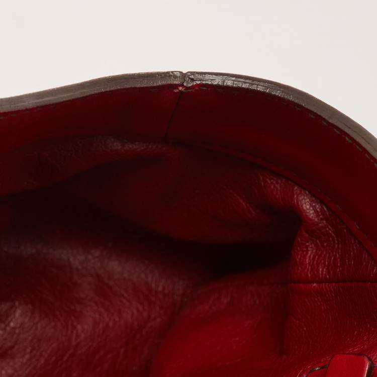 Pre Owned Prada Red Leather Buckle Shoulder Bag