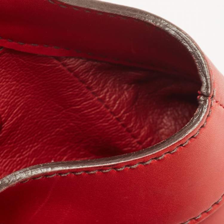 Pre Owned Prada Red Leather Buckle Shoulder Bag