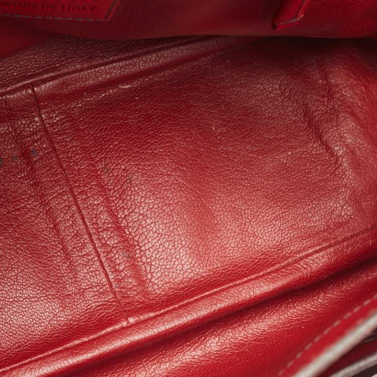 Pre Owned Prada Red Leather Buckle Shoulder Bag