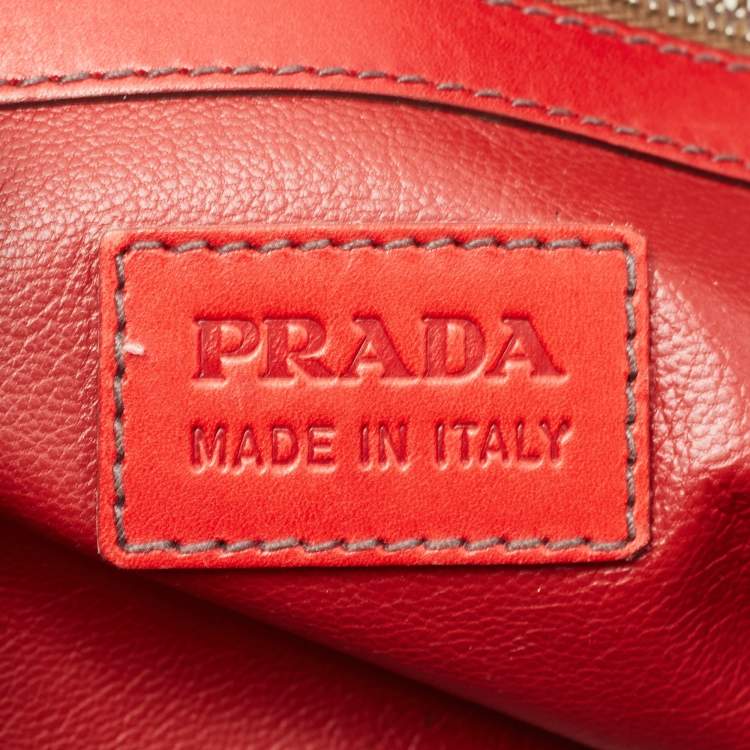 Pre Owned Prada Red Leather Buckle Shoulder Bag