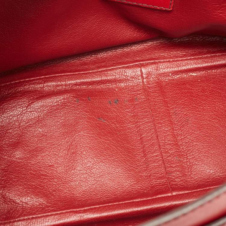 Pre Owned Prada Red Leather Buckle Shoulder Bag
