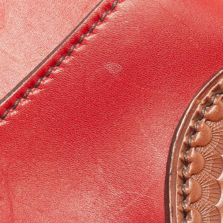 Pre Owned Prada Red Leather Buckle Shoulder Bag