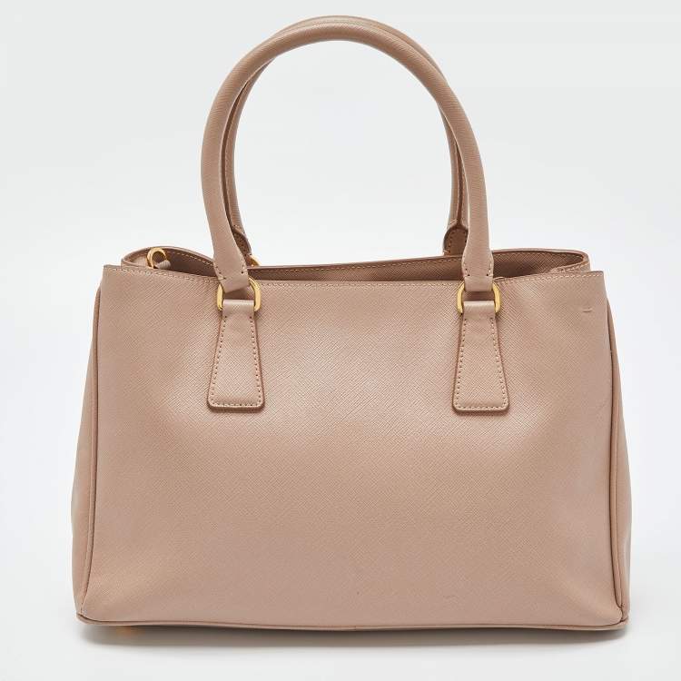 Pre Owned Prada Cammeo Saffiano Lux Leather Zip Galleria Tote