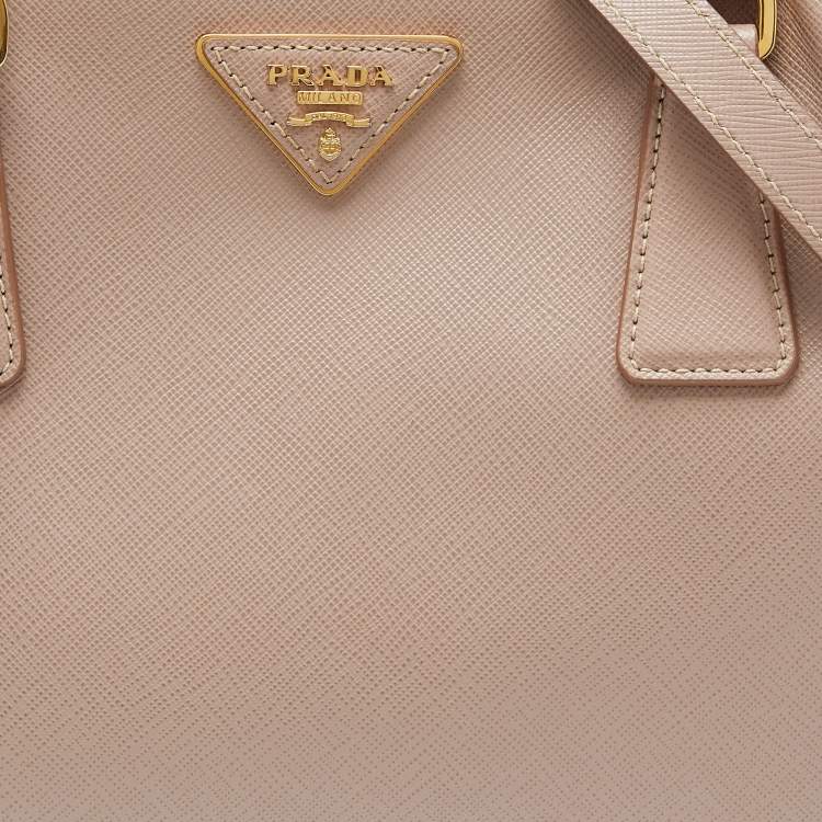 Pre Owned Prada Cammeo Saffiano Lux Leather Zip Galleria Tote