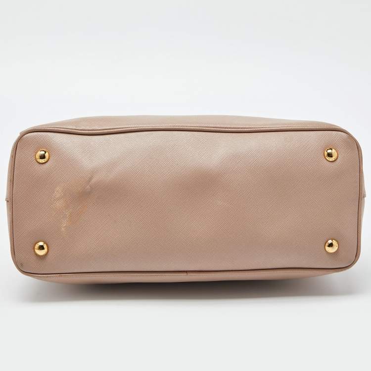 Pre Owned Prada Cammeo Saffiano Lux Leather Zip Galleria Tote