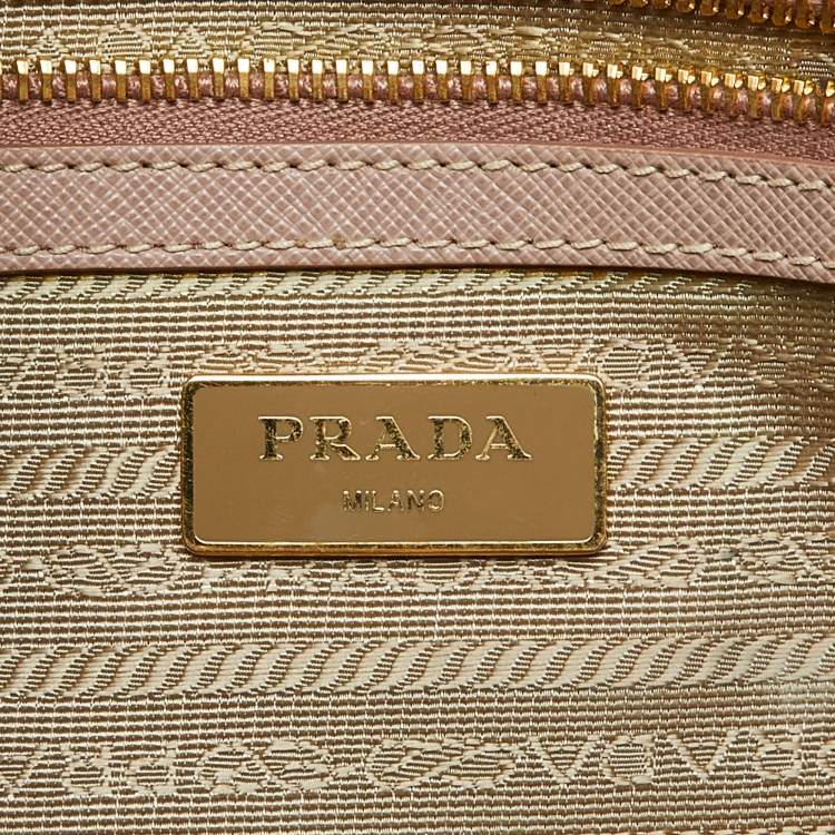 Pre Owned Prada Cammeo Saffiano Lux Leather Zip Galleria Tote