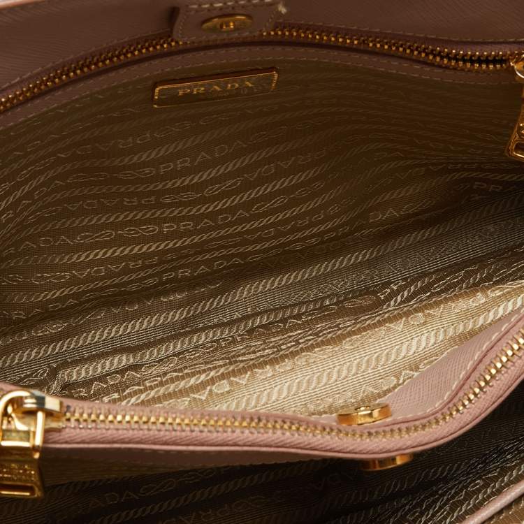 Pre Owned Prada Cammeo Saffiano Lux Leather Zip Galleria Tote
