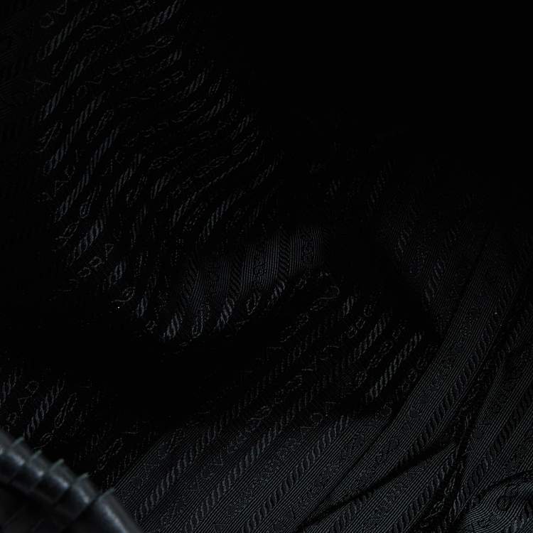 Pre Owned Prada Black Woven Leather Shopper Tote