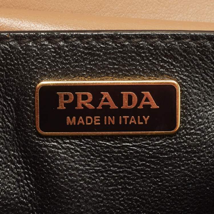 Pre Owned Prada Black/Brown Leather Cahier Shoulder Bag