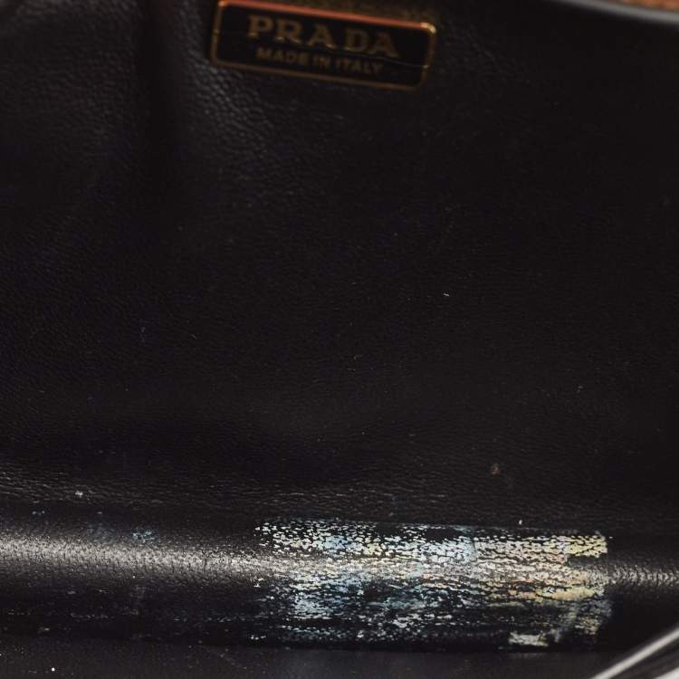 Pre Owned Prada Black/Brown Leather Cahier Shoulder Bag