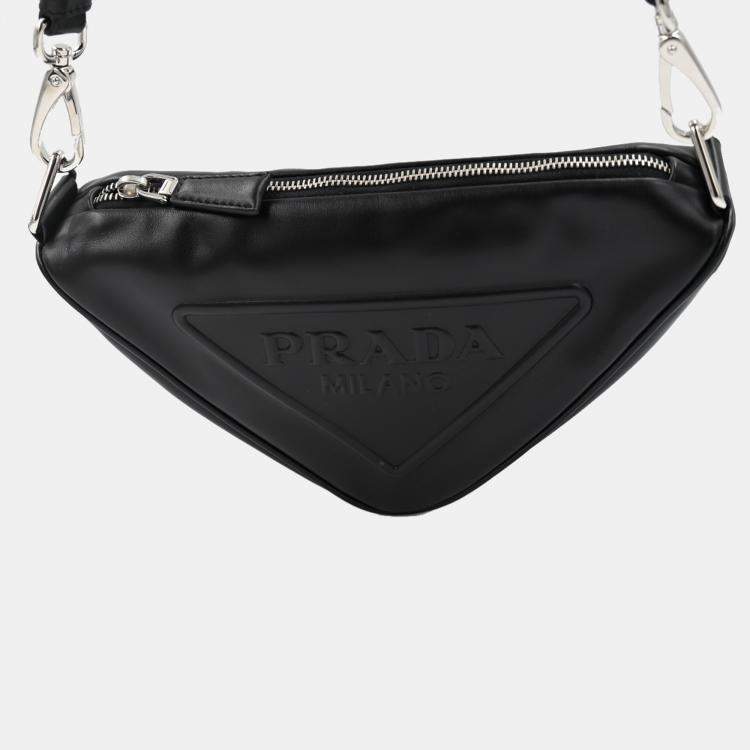 Pre Owned Prada Black Leather Triangle Bag