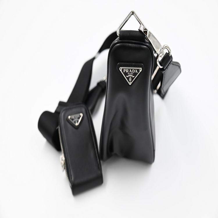 Pre Owned Prada Black Leather Triangle Bag