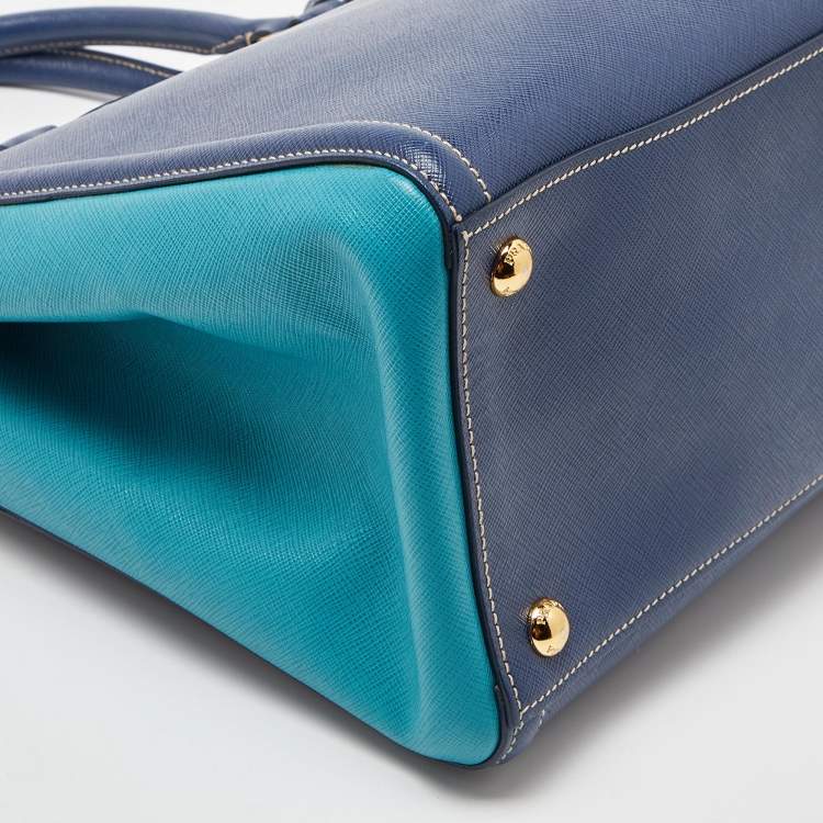 Pre Owned Prada Blue/Turquoise Saffiano Lux Leather Galleria Tote