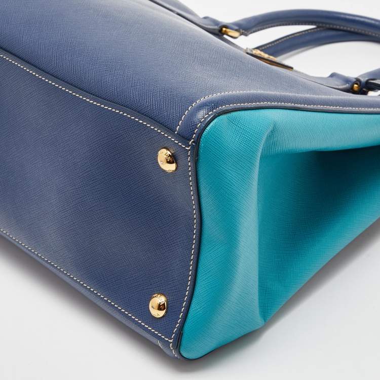 Pre Owned Prada Blue/Turquoise Saffiano Lux Leather Galleria Tote