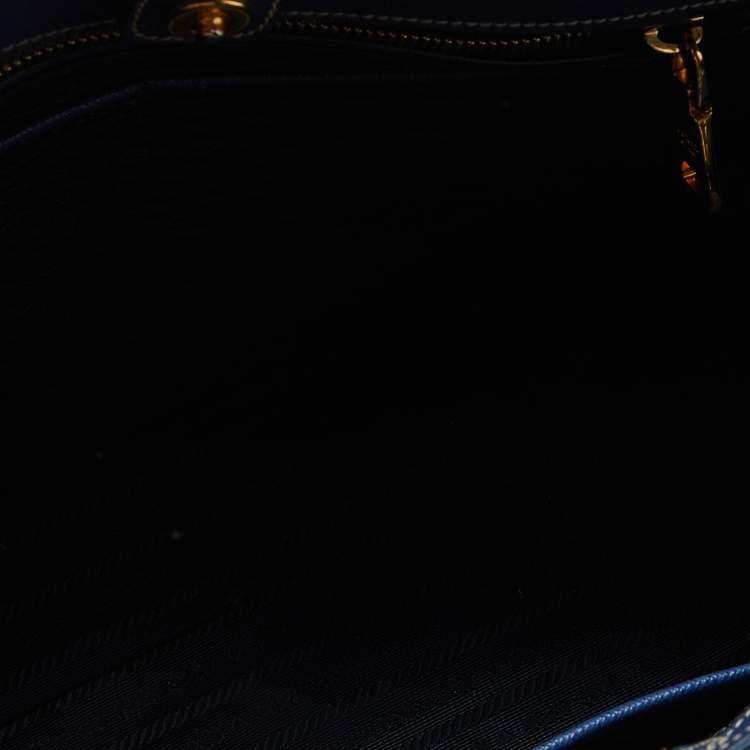 Pre Owned Prada Blue/Turquoise Saffiano Lux Leather Galleria Tote