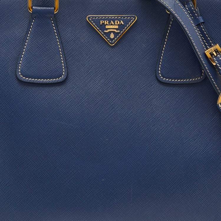 Pre Owned Prada Blue/Turquoise Saffiano Lux Leather Galleria Tote