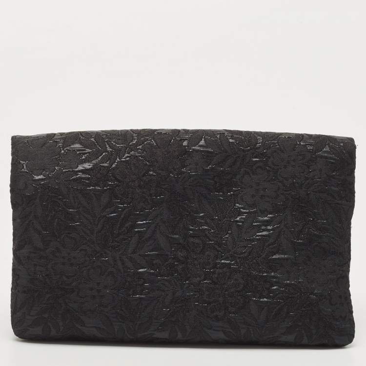 Pre Owned Prada Black Wool Foldover Clutch