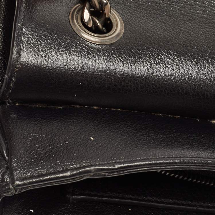 Pre Owned Prada Black Glace Leather Studded Flap Shoulder Bag