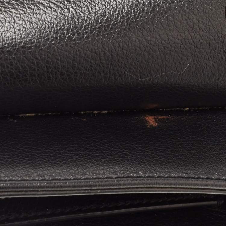 Pre Owned Prada Black Glace Leather Studded Flap Shoulder Bag