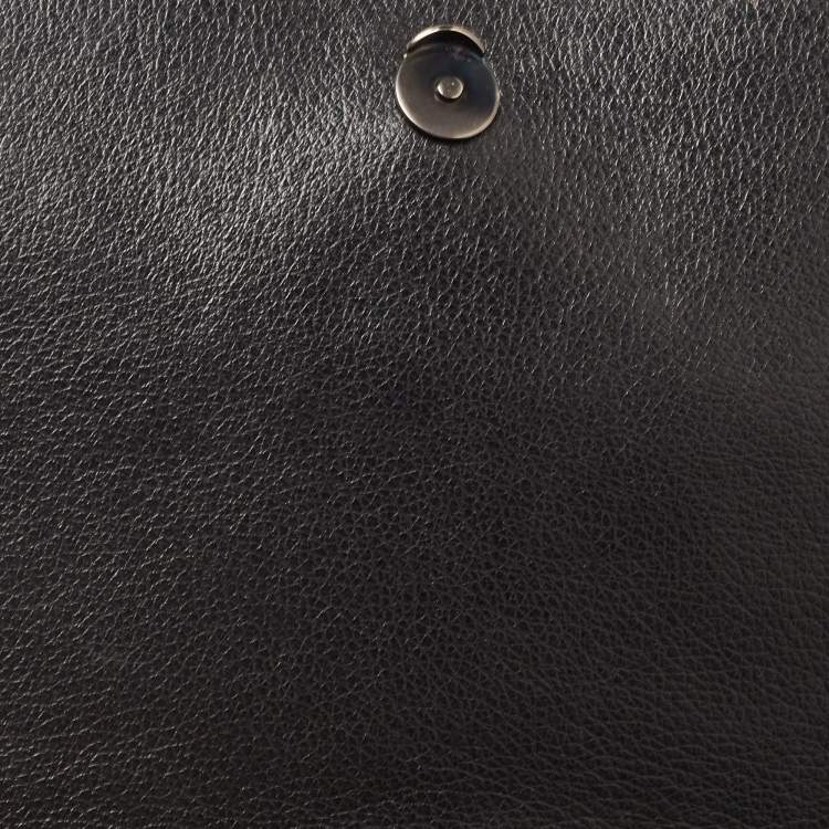 Pre Owned Prada Black Glace Leather Studded Flap Shoulder Bag