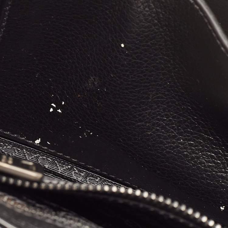 Pre Owned Prada Black Glace Leather Studded Flap Shoulder Bag