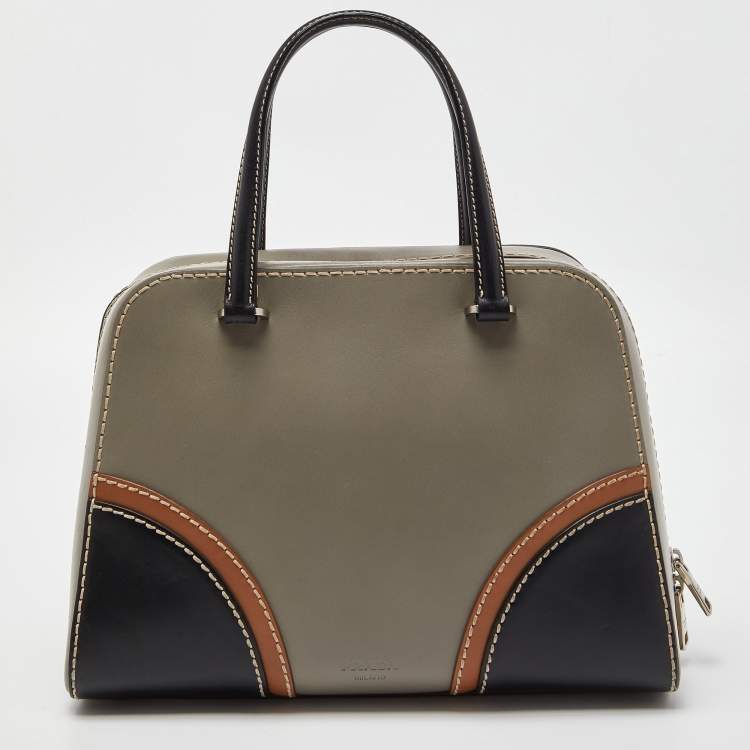 Pre Owned Prada Tricolor Bauletto Vitello Leather Satchel