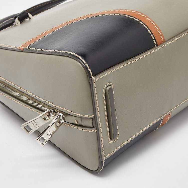 Pre Owned Prada Tricolor Bauletto Vitello Leather Satchel