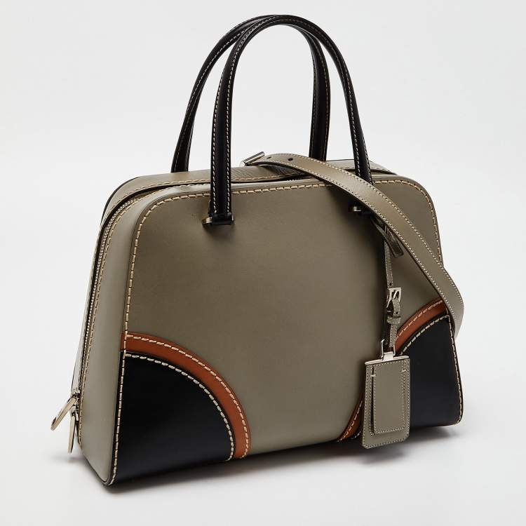 Pre Owned Prada Tricolor Bauletto Vitello Leather Satchel