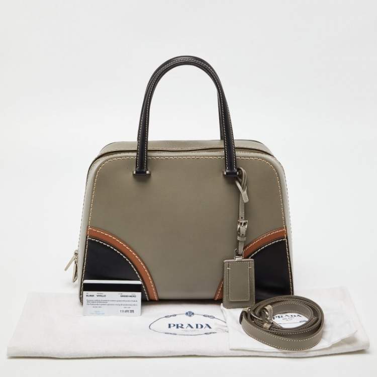 Pre Owned Prada Tricolor Bauletto Vitello Leather Satchel