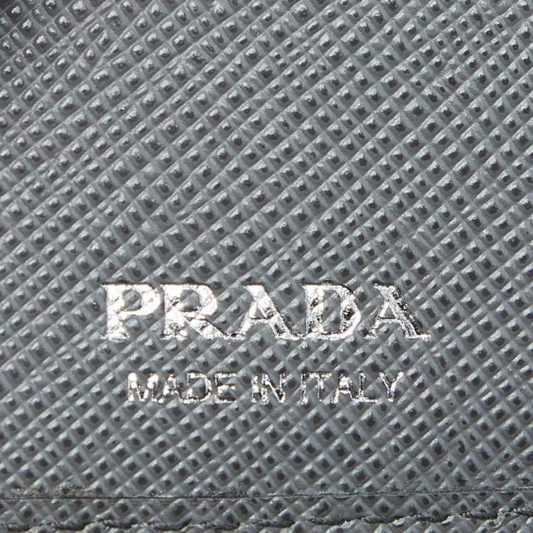 Pre Owned Prada Grey Saffiano Metal Leather Flap French Wallet