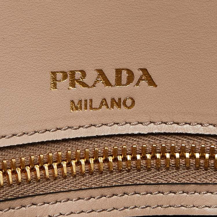Pre Owned Prada Beige Saffiano Leather Flap Crossbody Bag 