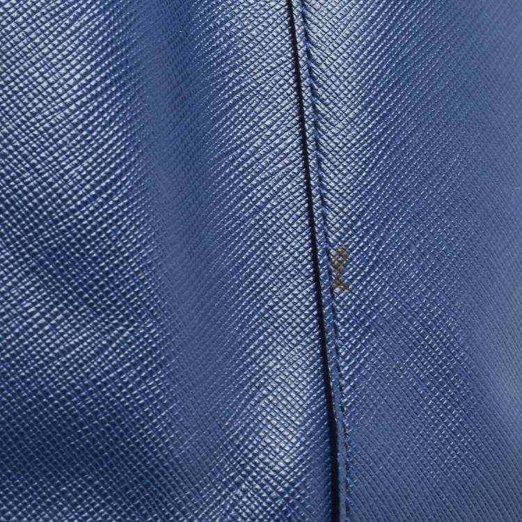 Pre Owned Prada Navy Blue Saffiano Lux Leather Large Galleria Double Zip Tote