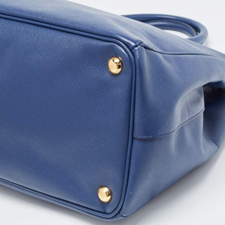Pre Owned Prada Navy Blue Saffiano Lux Leather Large Galleria Double Zip Tote