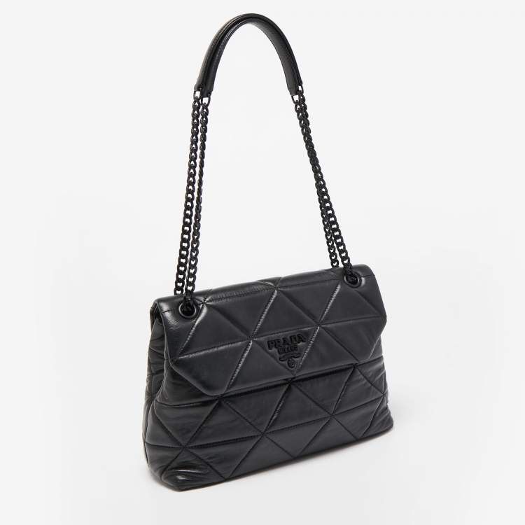 Pre Owned Prada Black Quilted Leather Large Spectrum Shoulder Bag