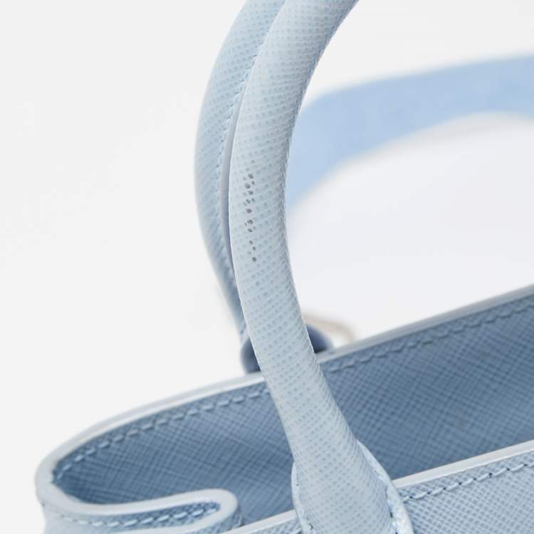 Pre Owned Prada Blue Saffiano Leather Mini Galleria Open Tote