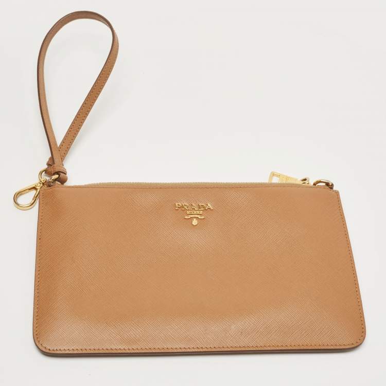 Pre Owned Prada Tan Lasercut Saffiano Leather Open Tote