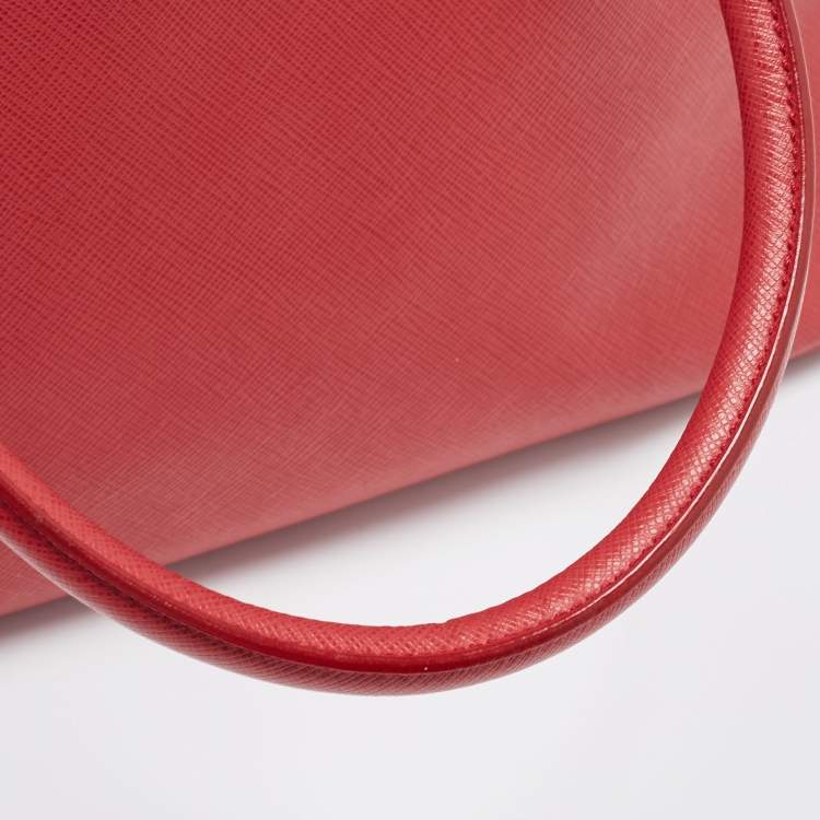 Pre Owned Prada Red Leather Medium Galleria Tote Bag