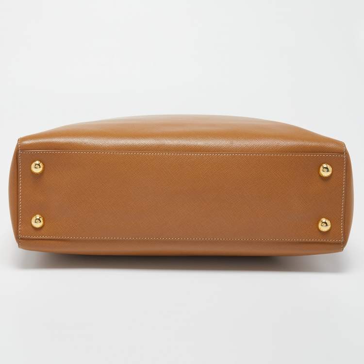 Pre Owned Prada Tan Saffiano Lux Leather Open Tote