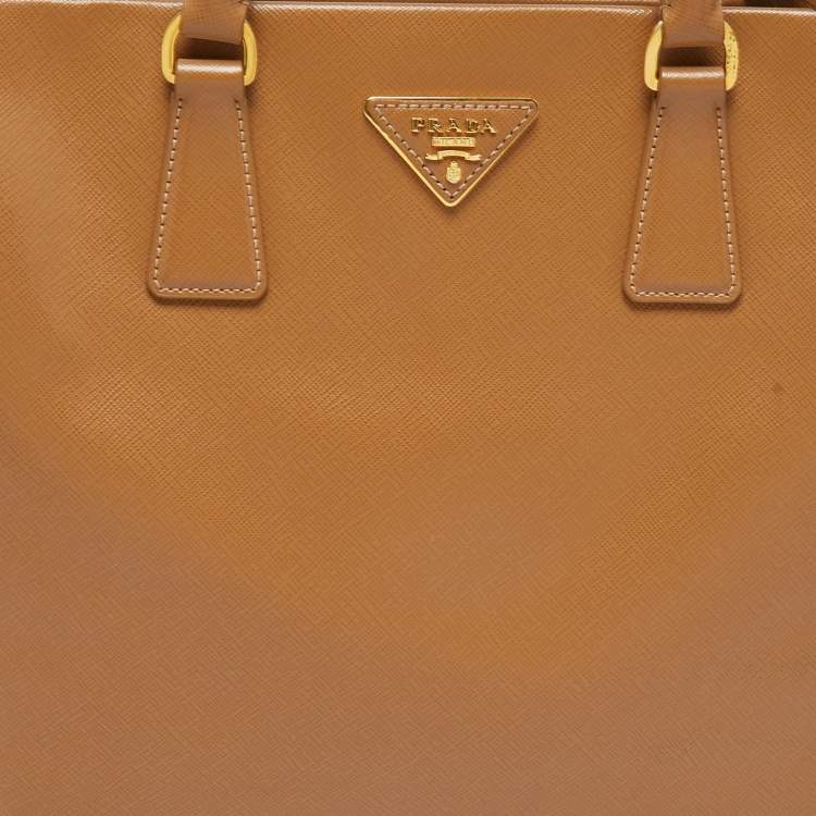 Pre Owned Prada Tan Saffiano Lux Leather Open Tote