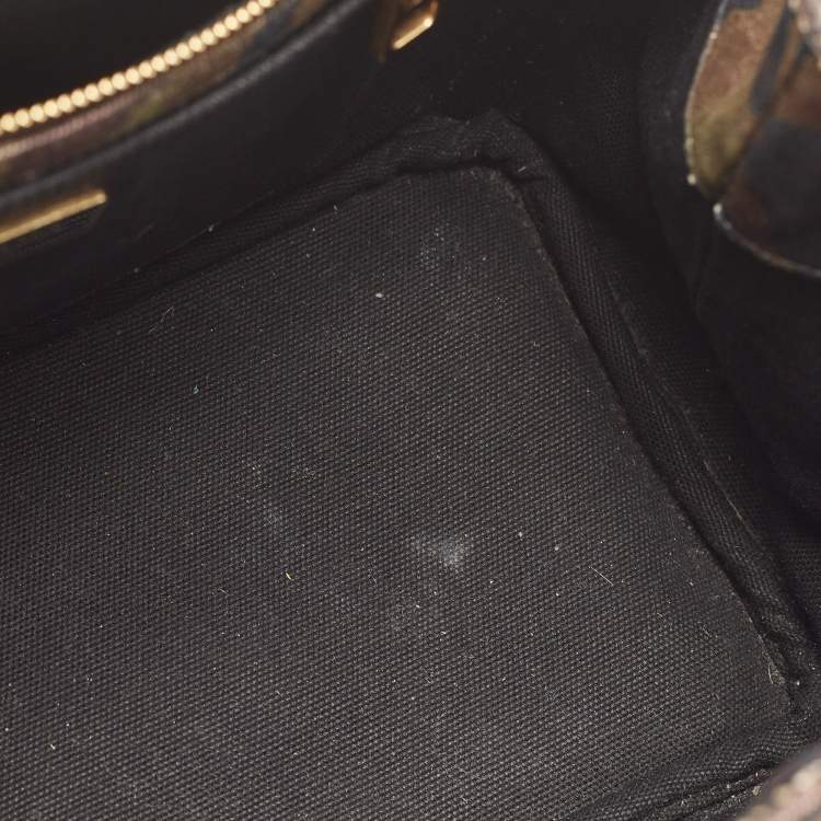 Pre Owned Prada Khaki Green Camouflage Canvas Open Tote