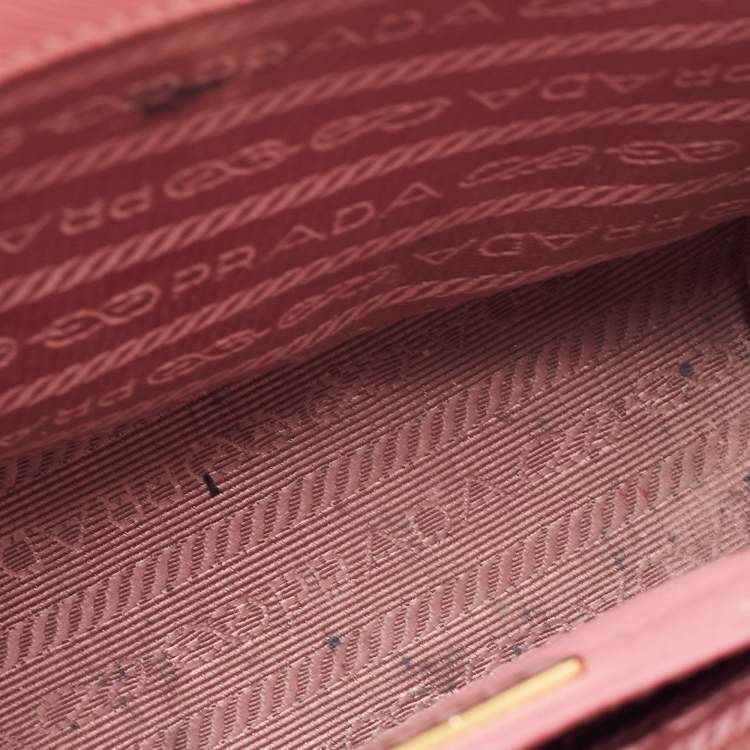 Pre Owned Prada Pink Saffiano Leather Mini Galleria Double Zip Tote