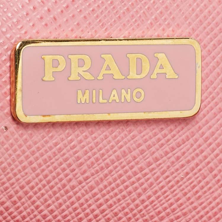 Pre Owned Prada Pink Saffiano Leather Mini Galleria Double Zip Tote