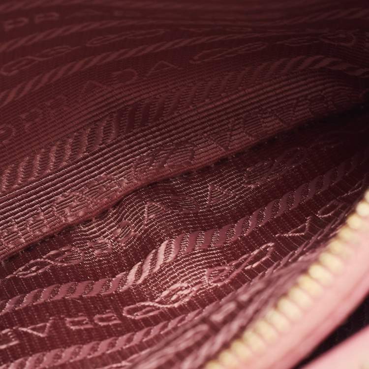 Pre Owned Prada Pink Saffiano Leather Mini Galleria Double Zip Tote