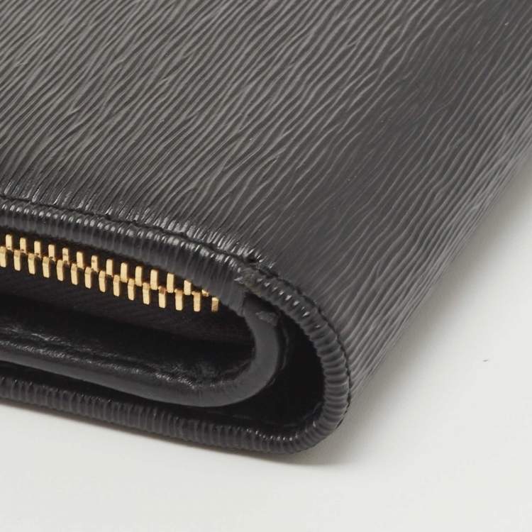 Pre Owned Prada Black Vitello Move Leather French Compact Wallet
