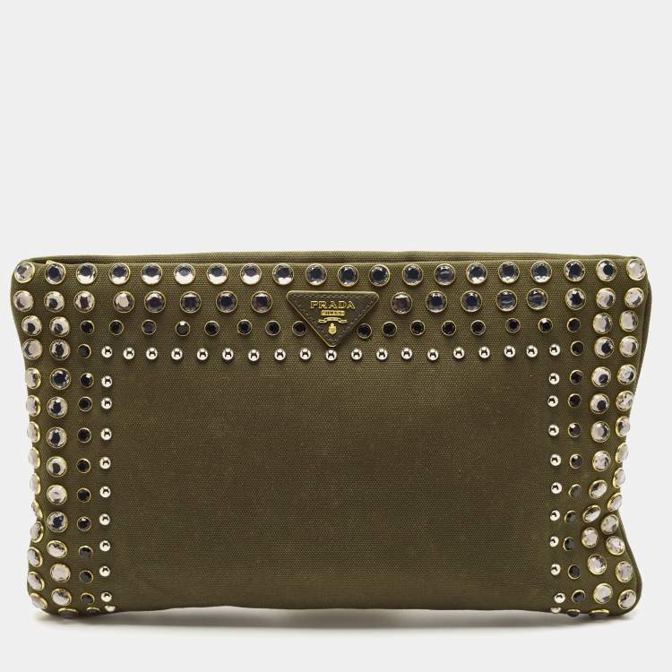 PRADA Clutch bag gold gold leather Intrecciato from japan 